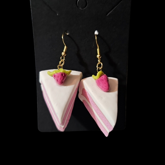 Earrings, A Piece of Cake, hypoallergenic Gold plated hooks. Handmade - Picture 2 of 4